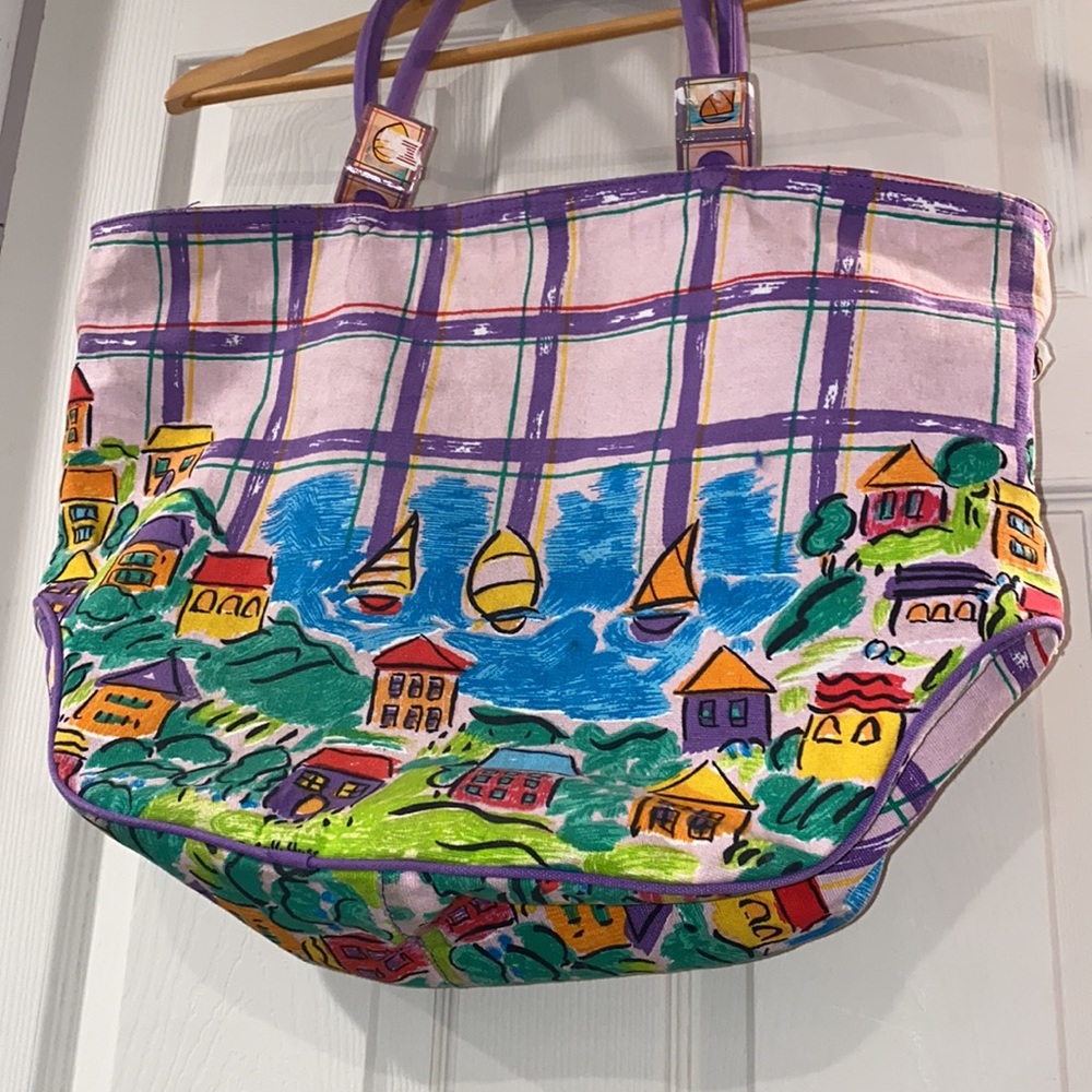 Sally Huss  The Villages Florida Canvas Bag Multi-Color bag